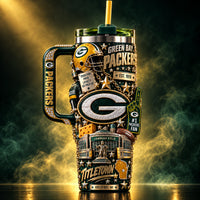GB Titletown - Layered Green and Gold Collage Tumbler