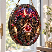 Crimson S\Uffffffffce - Crescent Moon Round Window Hanging