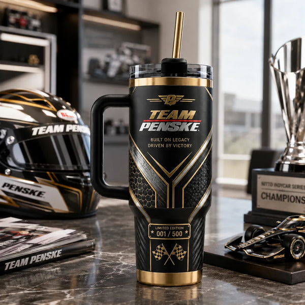 Built on Legacy - Penske Black and Gold Tumbler Graphic - main