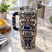 PSU Tradition Forever - Ornate Navy and Gold Tumbler