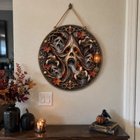 Hollow Chorus - Carved-Look Haunt Relief Round Wood Sign