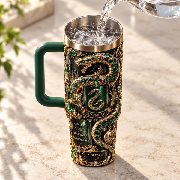 Ambition in Green and Gold - Serpent Crest Tumbler - main