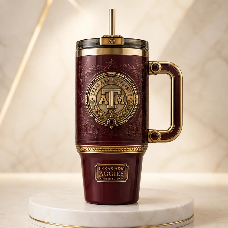 TAMU Crest in Maroon - An Editorial Study in Heritage and Gold