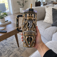 JUV Crest in Gold - Baroque Black and White Tumbler