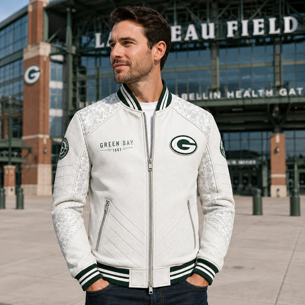 GB 1967 - Ivory Panel Varsity Jacket in Team Green - main