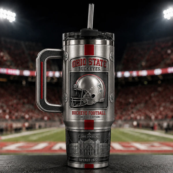 OSU Pewter Panel - Helmet, Scarlet Stripe and Stadium Relief - main