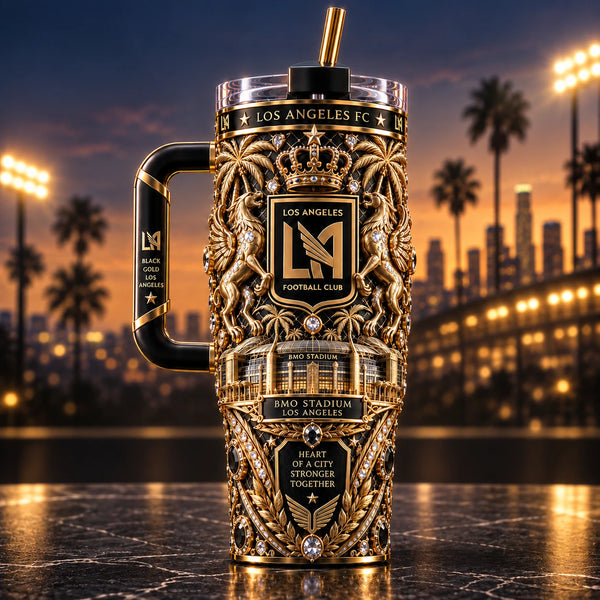 LAFC - Black and Gold Crest, Ornate Wraparound Tumbler - main