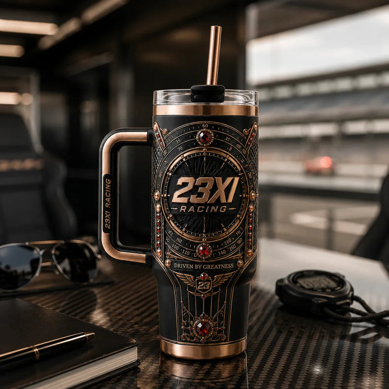 23XI - Gauge Face Elegance on a Rose Gold Tumbler