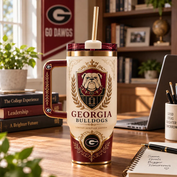 UGA Heritage Crest - Cream and Crimson Tumbler - main