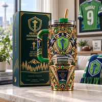 SEA - Rave Green Crest and Lumen Field in Gold Filigree