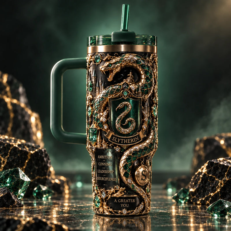Ambition in Green and Gold - Serpent Crest Tumbler