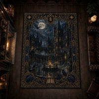Moonlit Cathedral - Raven and Gilded Border Rug