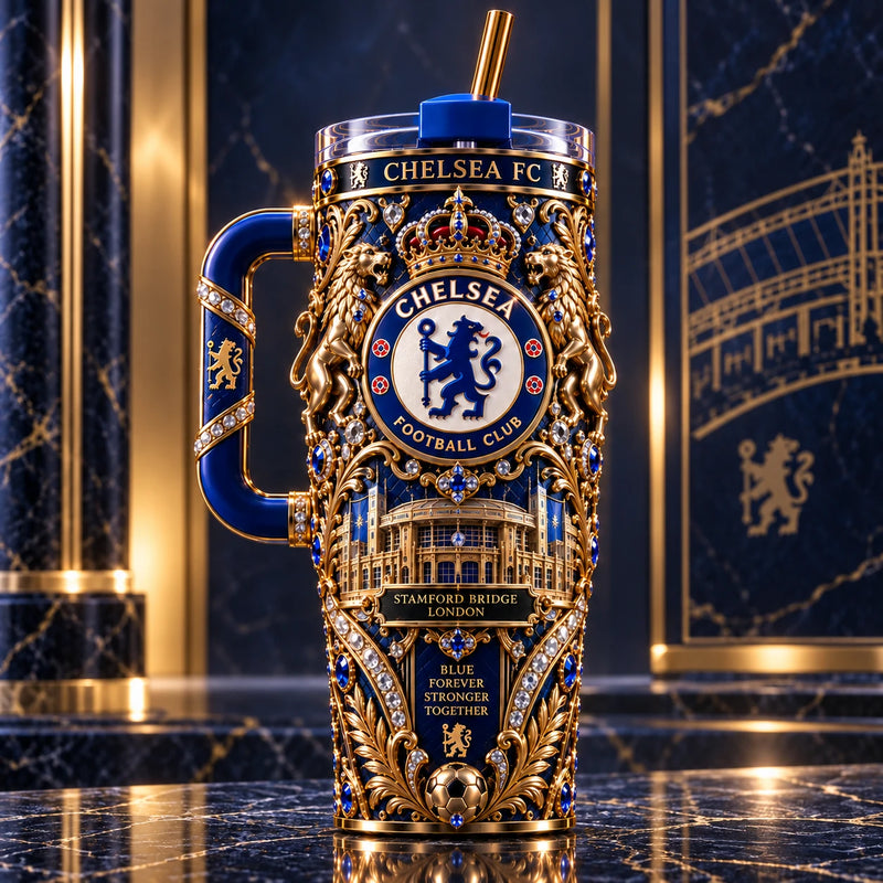 CHE Royal Blue - Ornate Crest Tumbler in Gold Relief