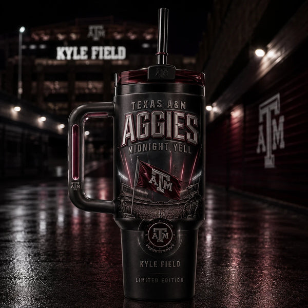 Midnight Yell - TAMU Maroon and Obsidian Tumbler Graphic - main