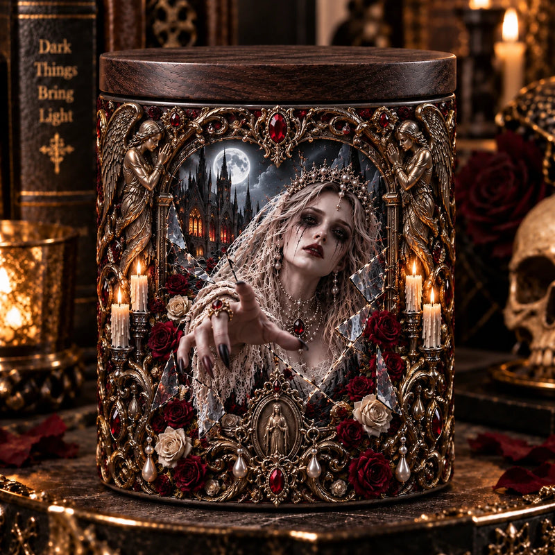 Veiled Requiem - Gothic Cathedral Label, Candlelit Tabletop Statement