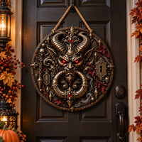 The Keeper of the Threshold - A Study in Gothic Relief and Crimson Detail