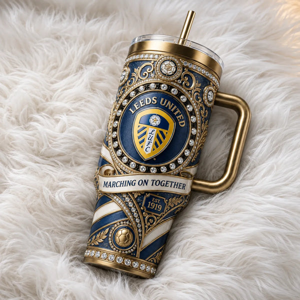 LUFC Heritage Crest - Ornate Navy and Gold Tumbler - main