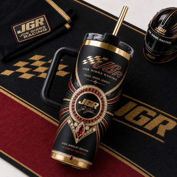 JGR Obsidian - Checkered Crest and Gilded Ornament Tumbler - main