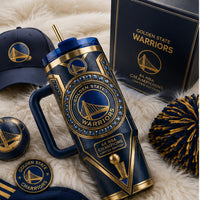 GSW Medallion - Navy and Gold Wraparound Tumbler
