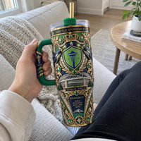 SEA - Rave Green Crest and Lumen Field in Gold Filigree