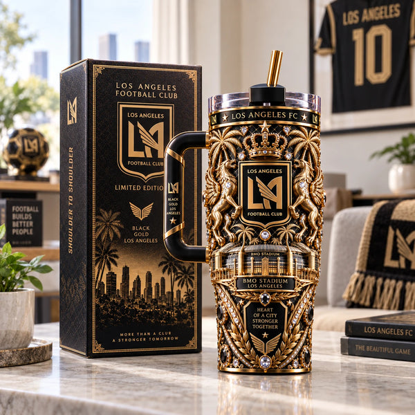 LAFC - Black and Gold Crest, Ornate Wraparound Tumbler - main