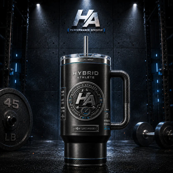 Hybrid Athlete - Monochrome Badge Composition on a Tumbler - main