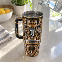 JUV Crest in Gold - Baroque Black and White Tumbler