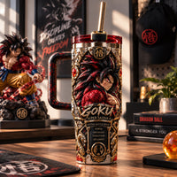 Quiet Resolve - Goku Carved in Gold and Crimson